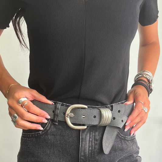 Marianna Grey Leather Belt