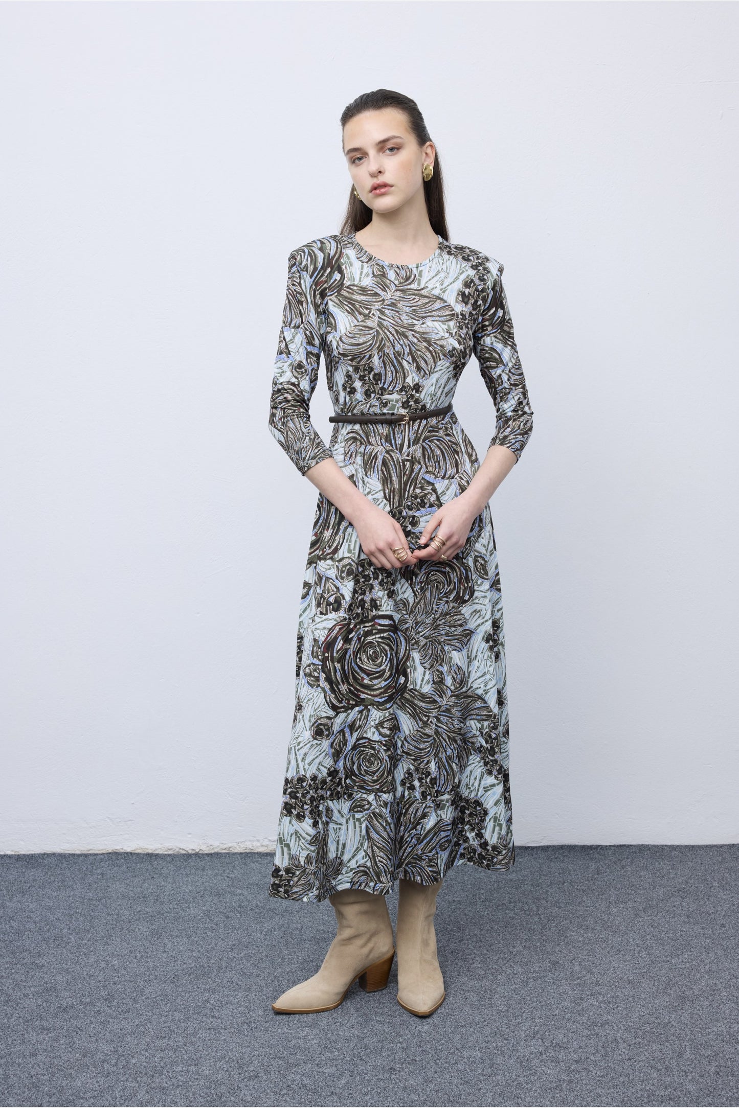 Mosaic Silver Anthesis Jersey Midi Dress