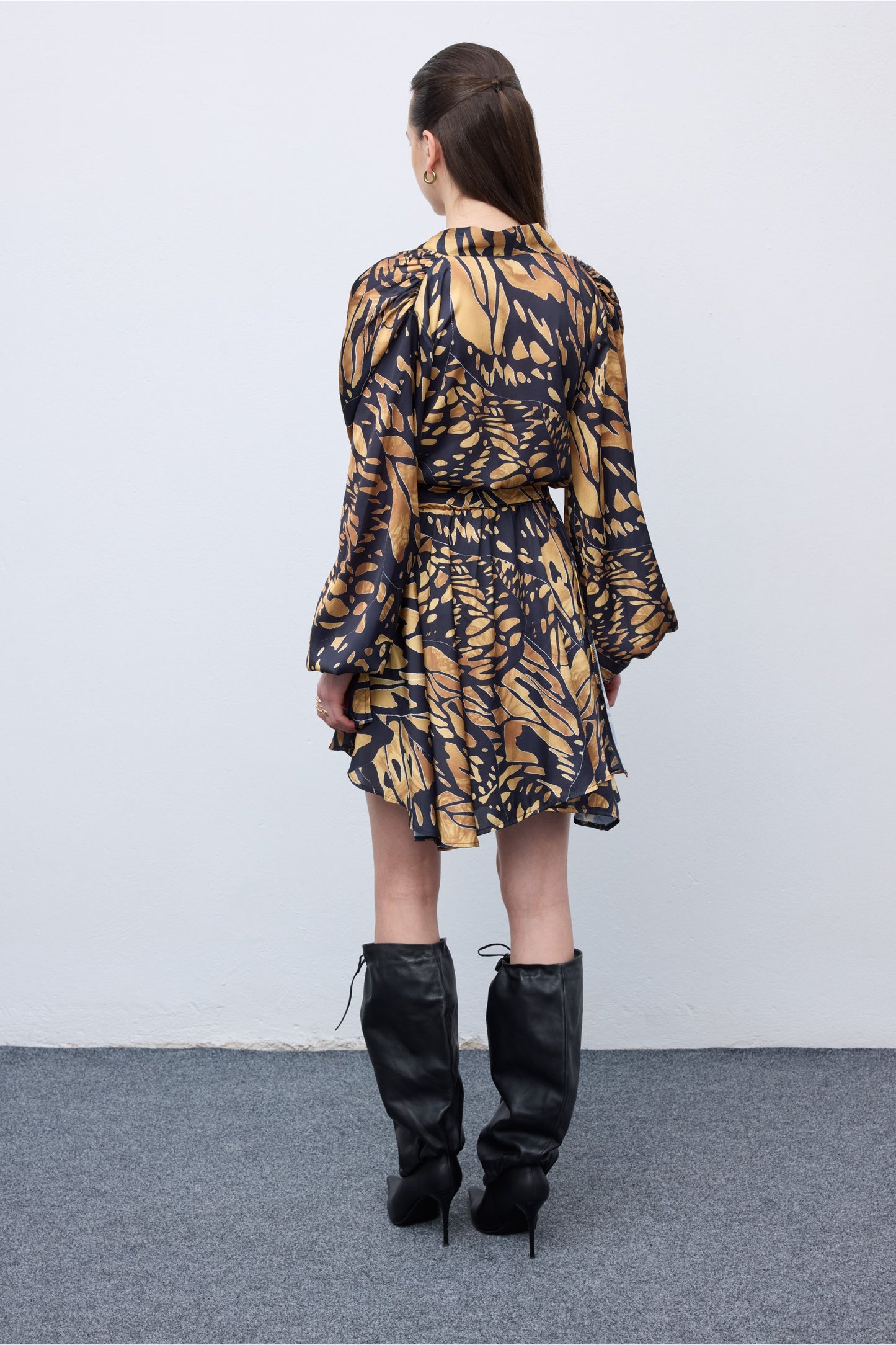 Butterfly Mosaic Wrap Mini Dress