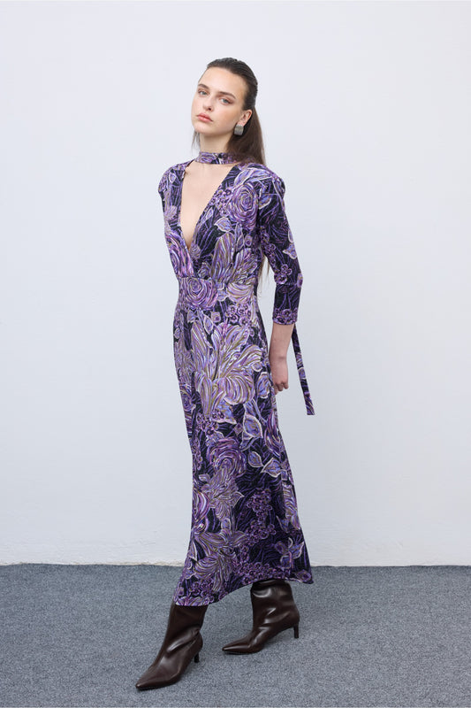 Mosaic Mauve Anthesis Midi Jersey Dress