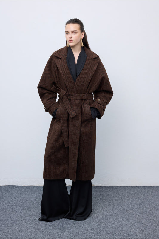 Brown Black Stripped Coat