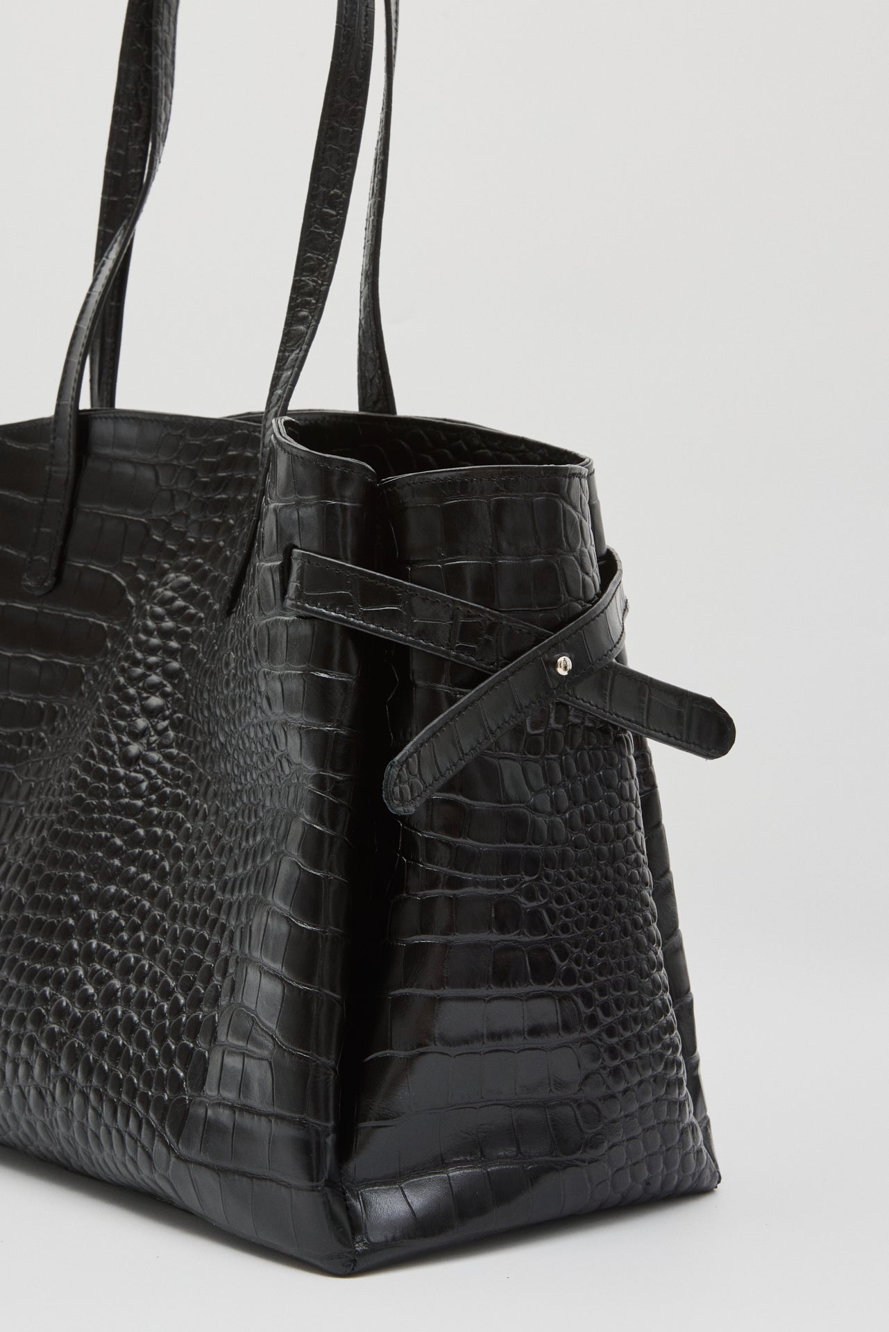 LORENE ΔEΡΜΑΤΙΝΗ SHOPPER ΤΣΑΝΤΑ ΜΑΥΡΗ ΚΡΟΚΟ