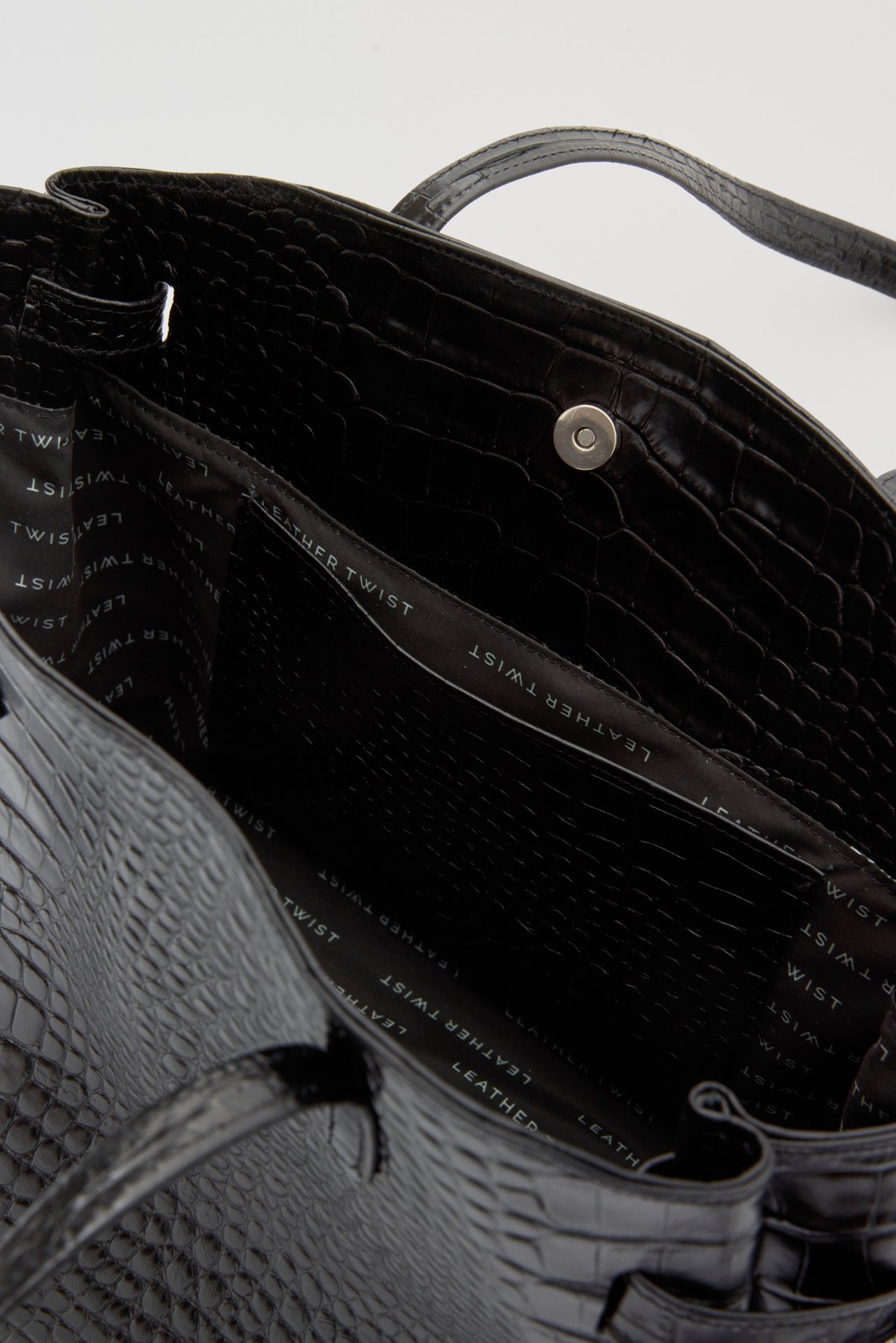 LORENE ΔEΡΜΑΤΙΝΗ SHOPPER ΤΣΑΝΤΑ ΜΑΥΡΗ ΚΡΟΚΟ