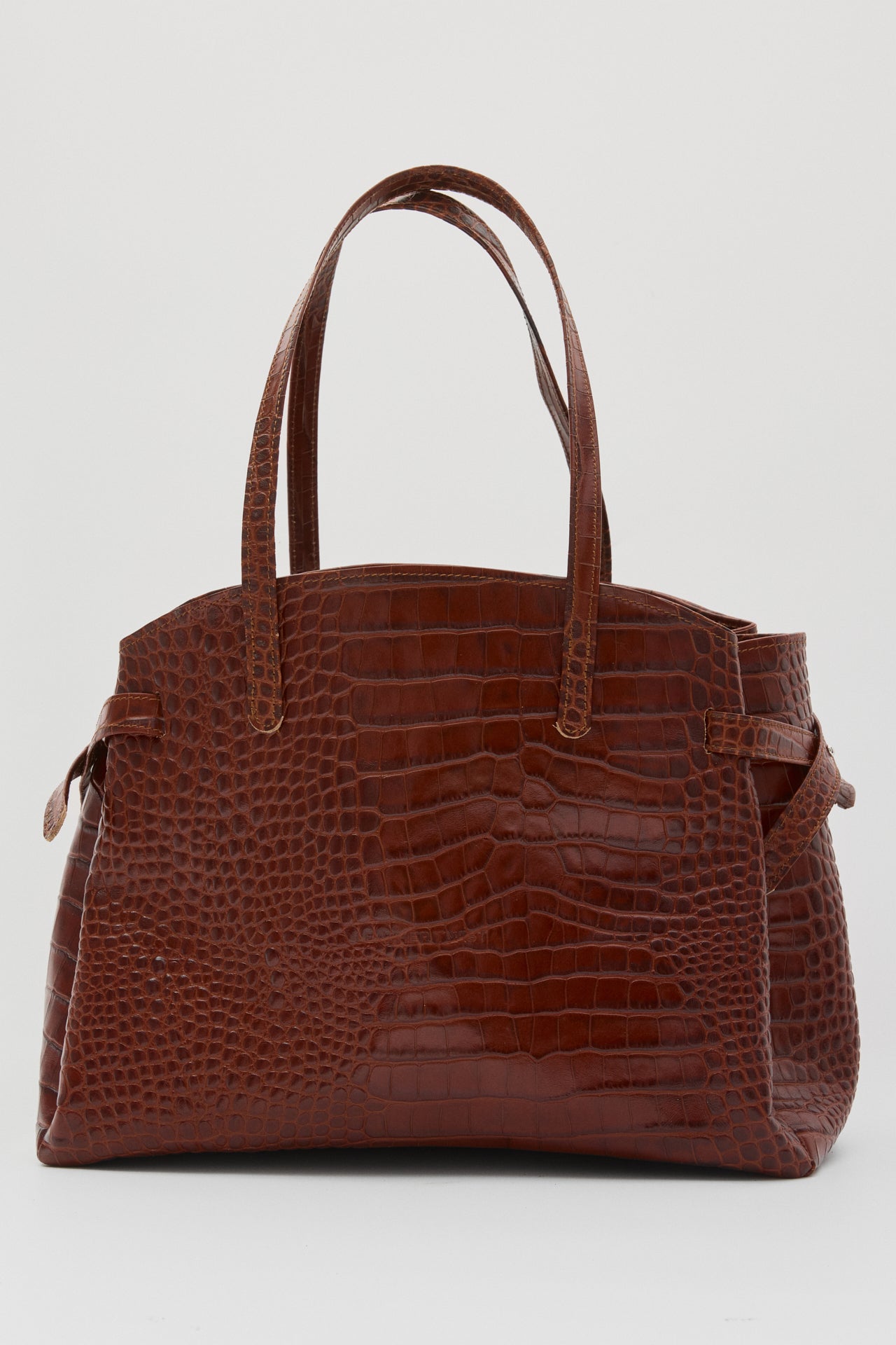 LORENE ΔEΡΜΑΤΙΝΗ SHOPPER ΤΣΑΝΤΑ ΚΑΦΕ ΚΡΟΚΟ