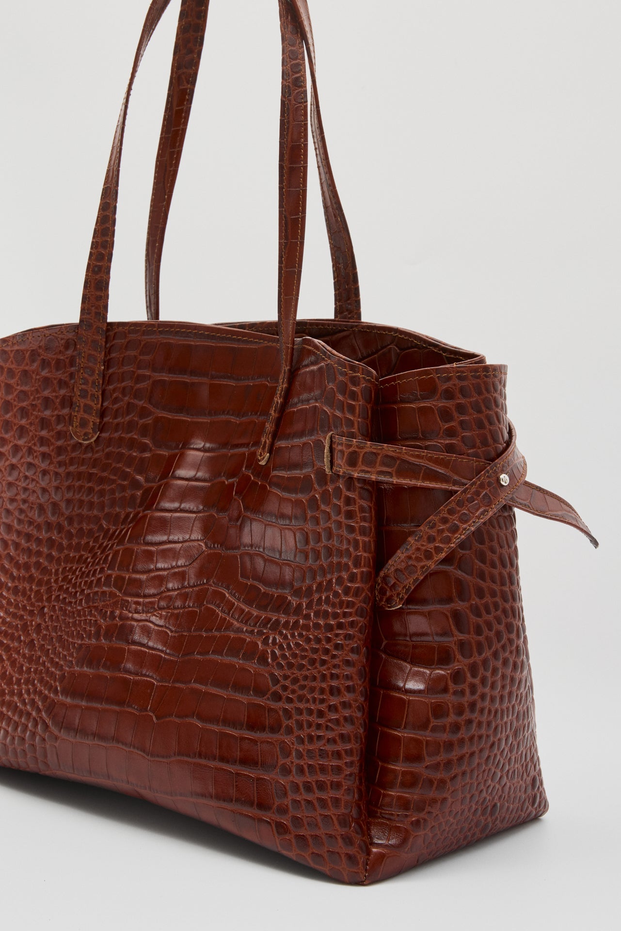 LORENE ΔEΡΜΑΤΙΝΗ SHOPPER ΤΣΑΝΤΑ ΚΑΦΕ ΚΡΟΚΟ