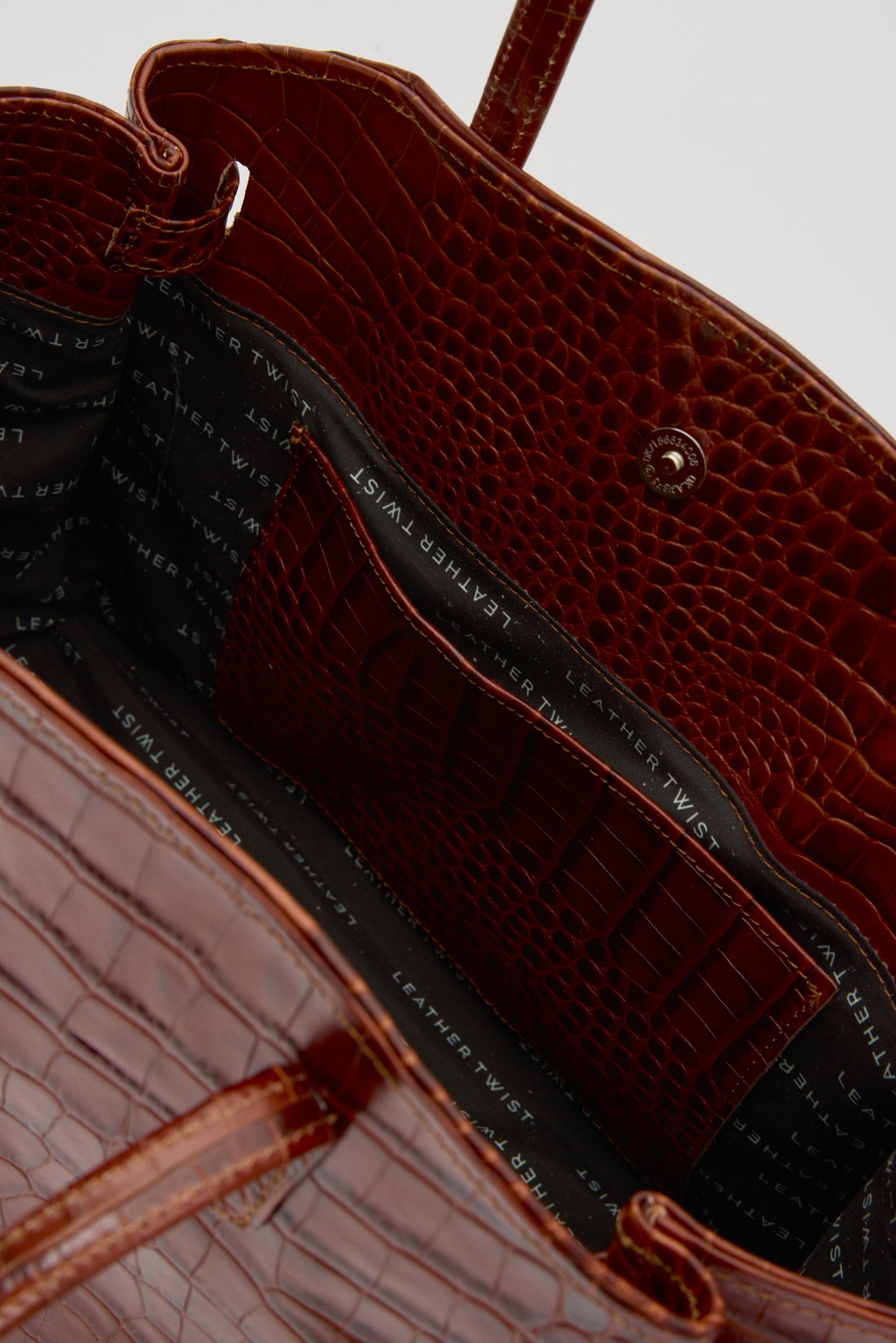 LORENE ΔEΡΜΑΤΙΝΗ SHOPPER ΤΣΑΝΤΑ ΚΑΦΕ ΚΡΟΚΟ