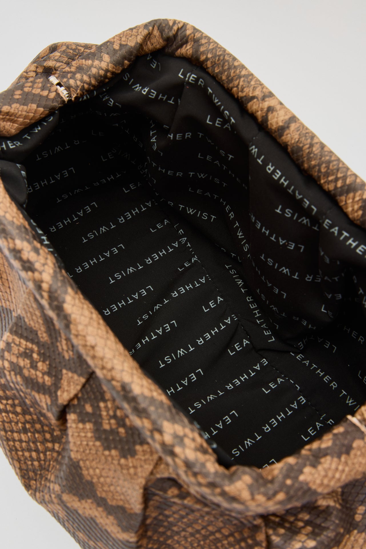 DIMI ΔΕΡΜΑΤΙΝΗ CLUTCH ΤΣΑΝΤΑ SNAKE PRINT