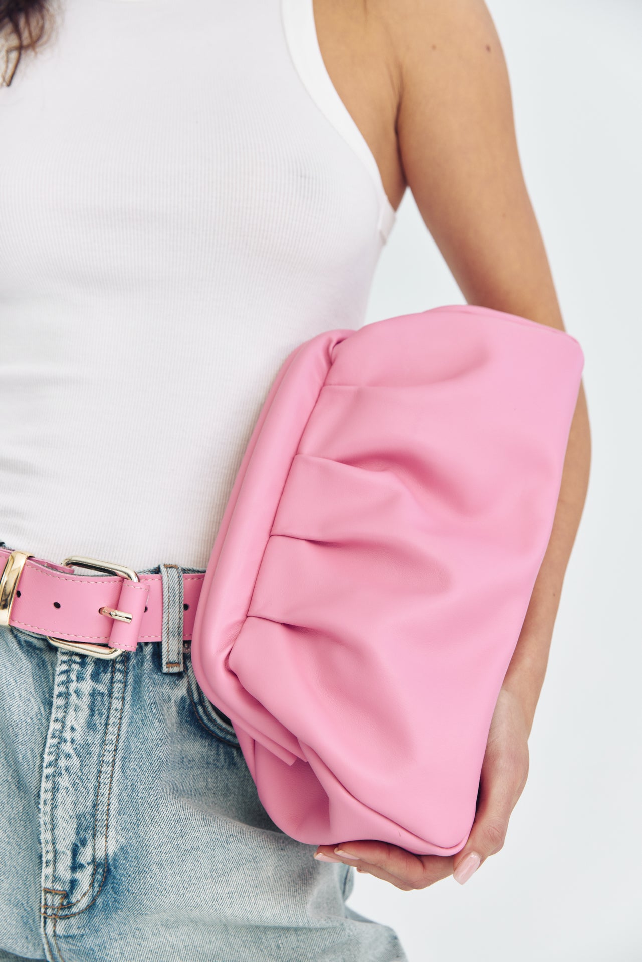 DIMI ΔΕΡΜΑΤΙΝΗ CLUTCH ΤΣΑΝΤΑ ΡΟΖ