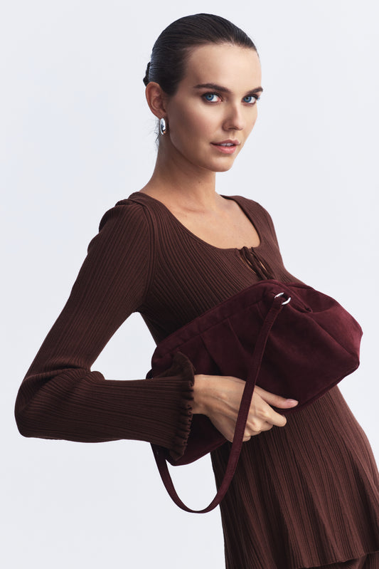 DIMI CLUTCH SUEDE ΤΣΑΝΤΑ ΜΠΟΡΝTΟ