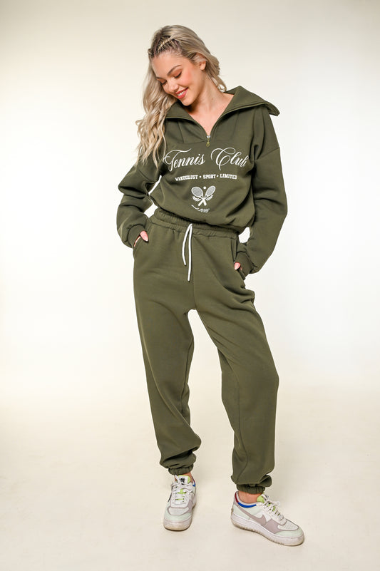 Tennis Hoodie Set Khaki