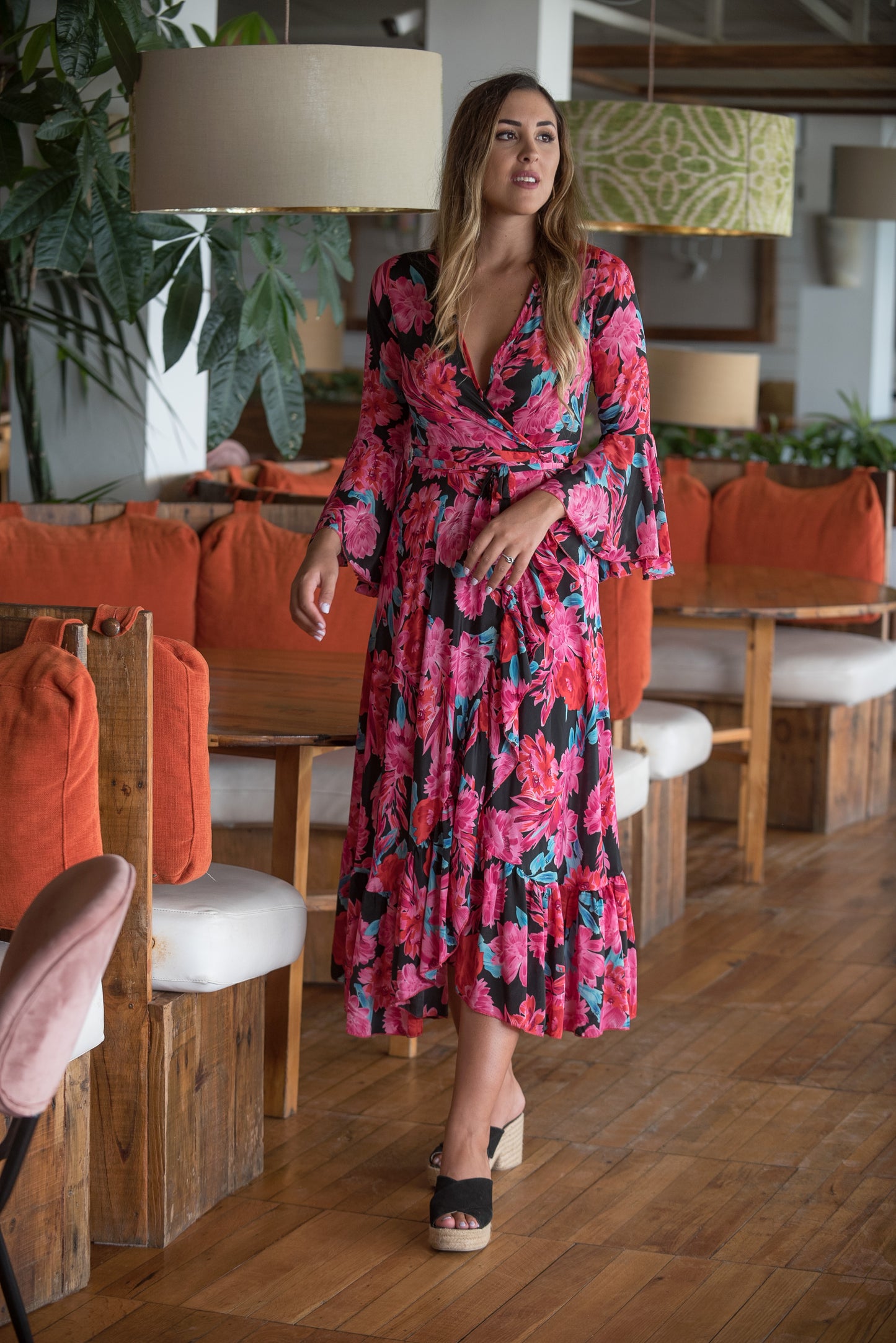 Pink Blossom Wrap Dress