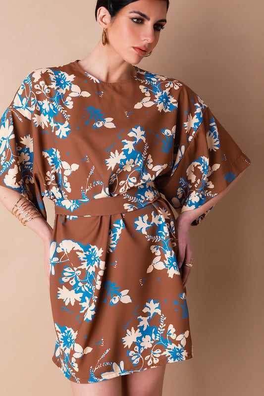 RENATA (BROWN/BLUE) DRESS