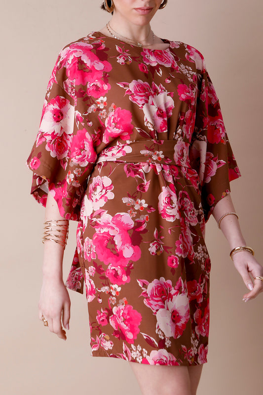 RENATA (BROWN/ PINK) DRESS
