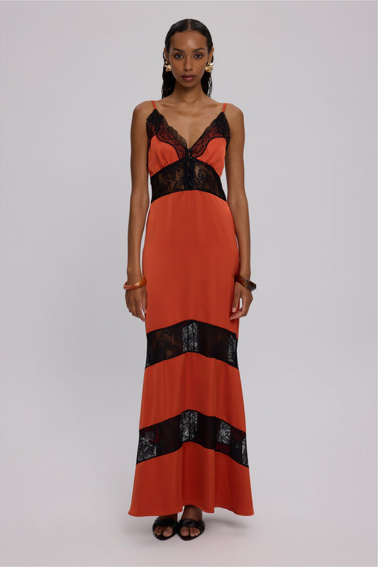 BURNT ORANGE LACE DRESS