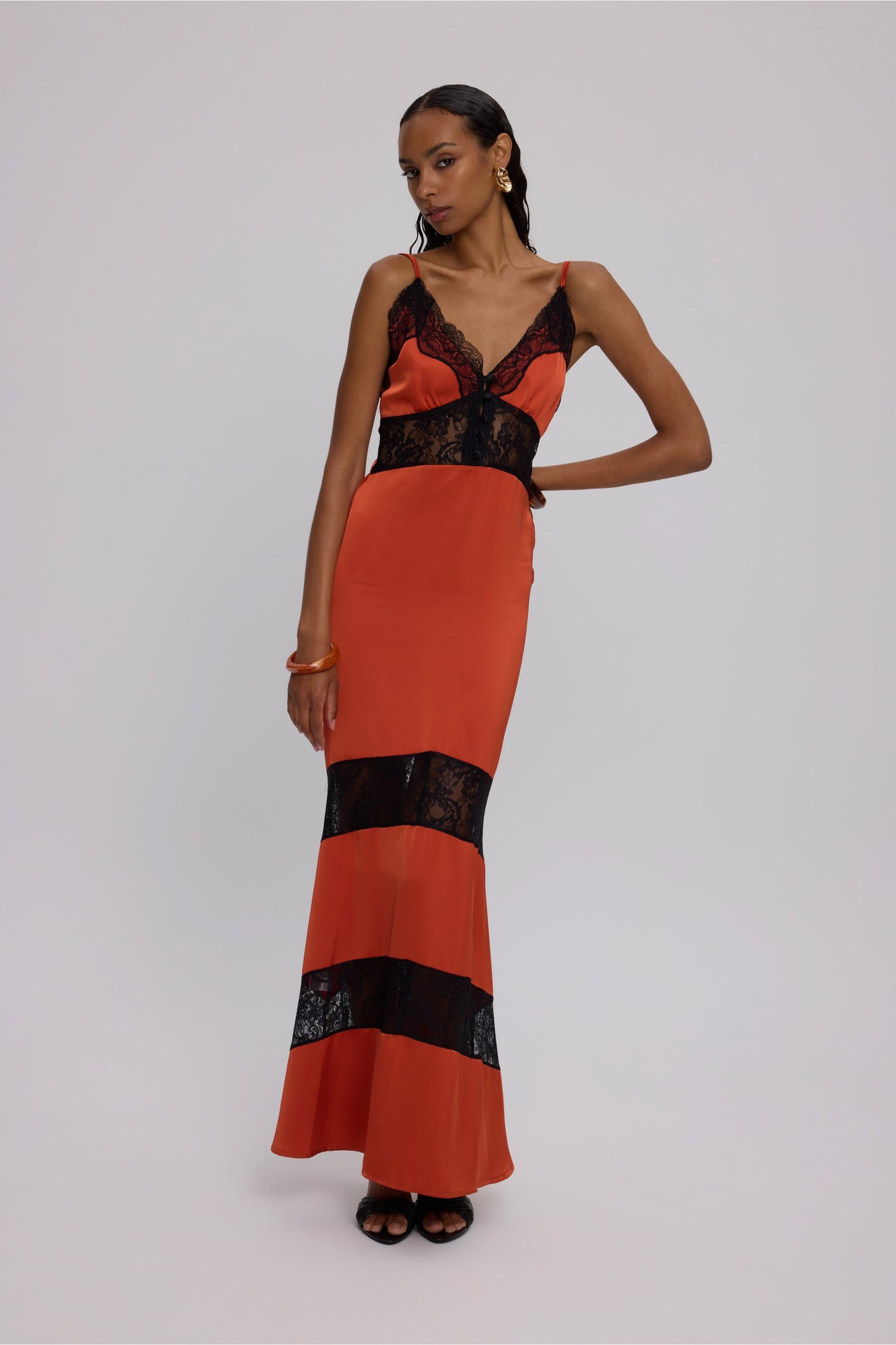 BURNT ORANGE LACE DRESS
