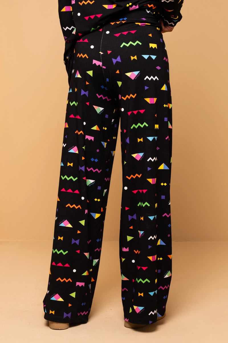 Akita Pants Black Geometrical Abstract Παντελόνα Petit Boutik