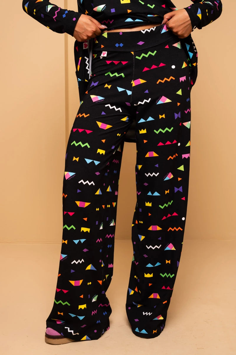 Akita Pants Black Geometrical Abstract Παντελόνα Petit Boutik