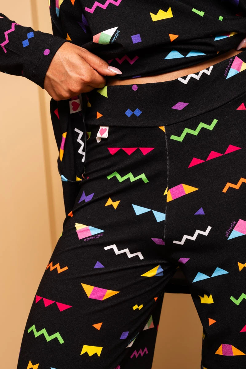 Akita Pants Black Geometrical Abstract Παντελόνα Petit Boutik