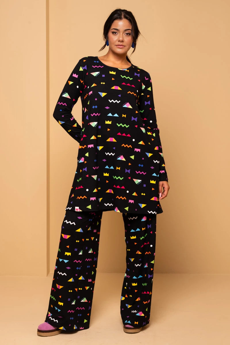 Akita Pants Black Geometrical Abstract Παντελόνα Petit Boutik