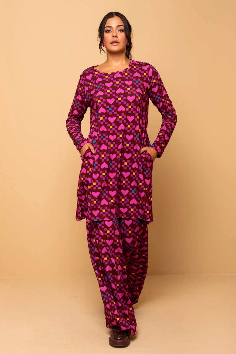 Akita Pants Magenta Hearts Cubes Παντελόνα Petit Boutik