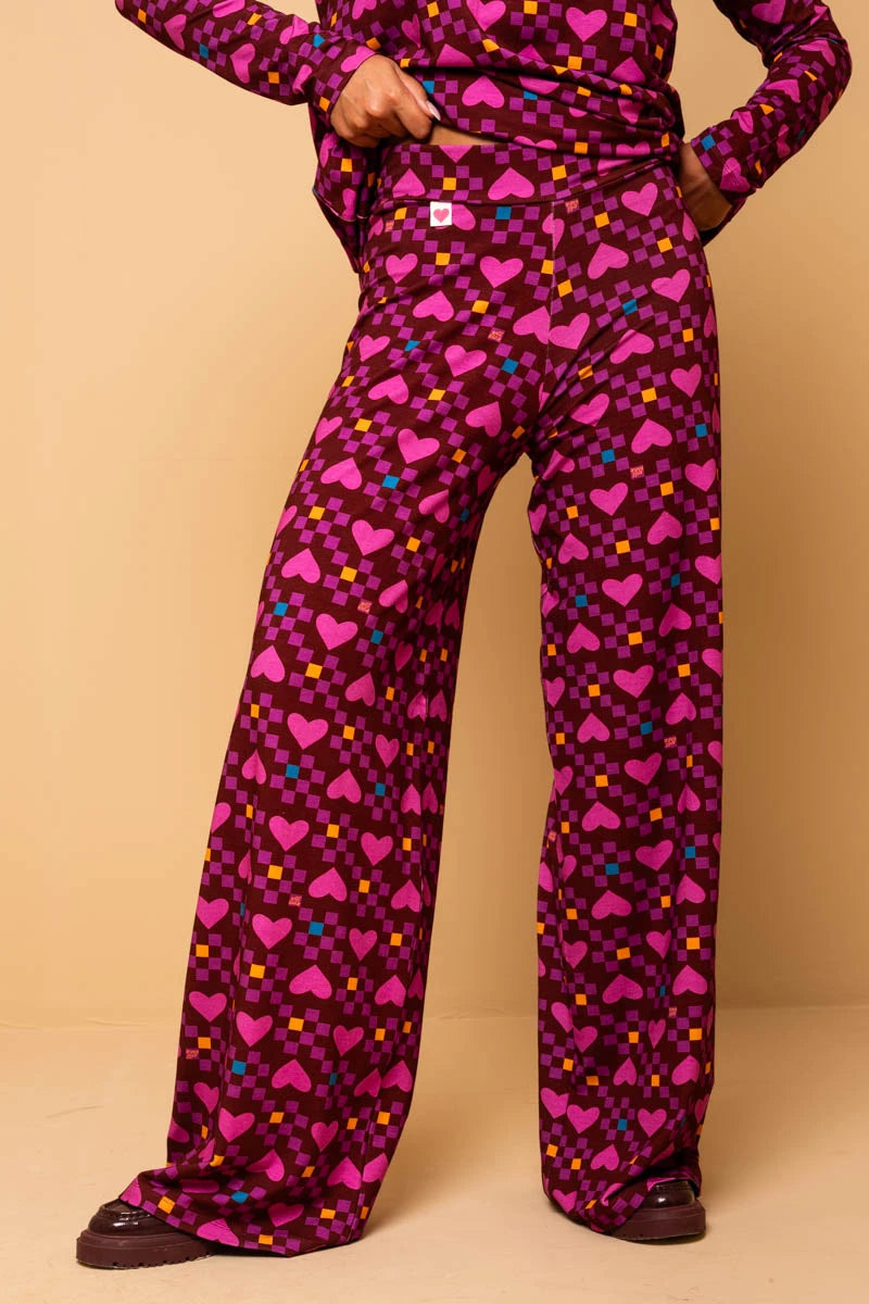 Akita Pants Magenta Hearts Cubes Παντελόνα Petit Boutik