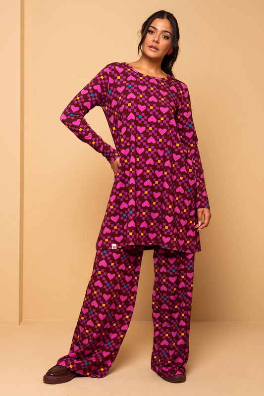 Akita Pants Magenta Hearts Cubes Παντελόνα Petit Boutik