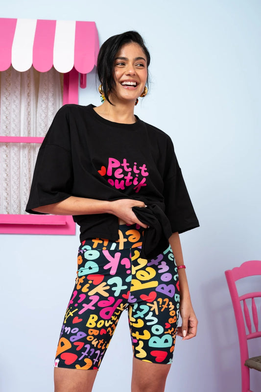 Biker Short Black Multi Petit Letters Ποδηλατικό Κολάν Petit Boutik