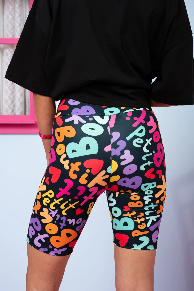 Biker Short Black Multi Petit Letters Ποδηλατικό Κολάν Petit Boutik