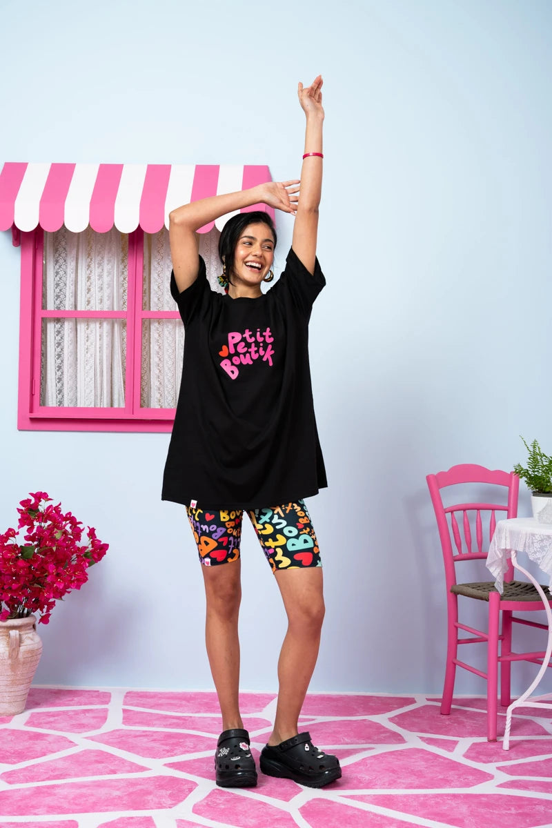 Biker Short Black Multi Petit Letters Ποδηλατικό Κολάν Petit Boutik