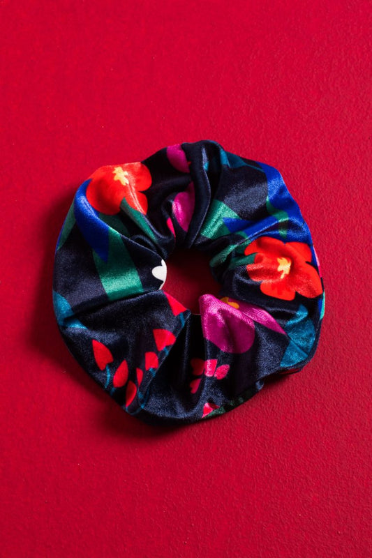 Black Multi Hearts Scrunchie XXLarge Σούρα Μαλλιών Petit Boutik