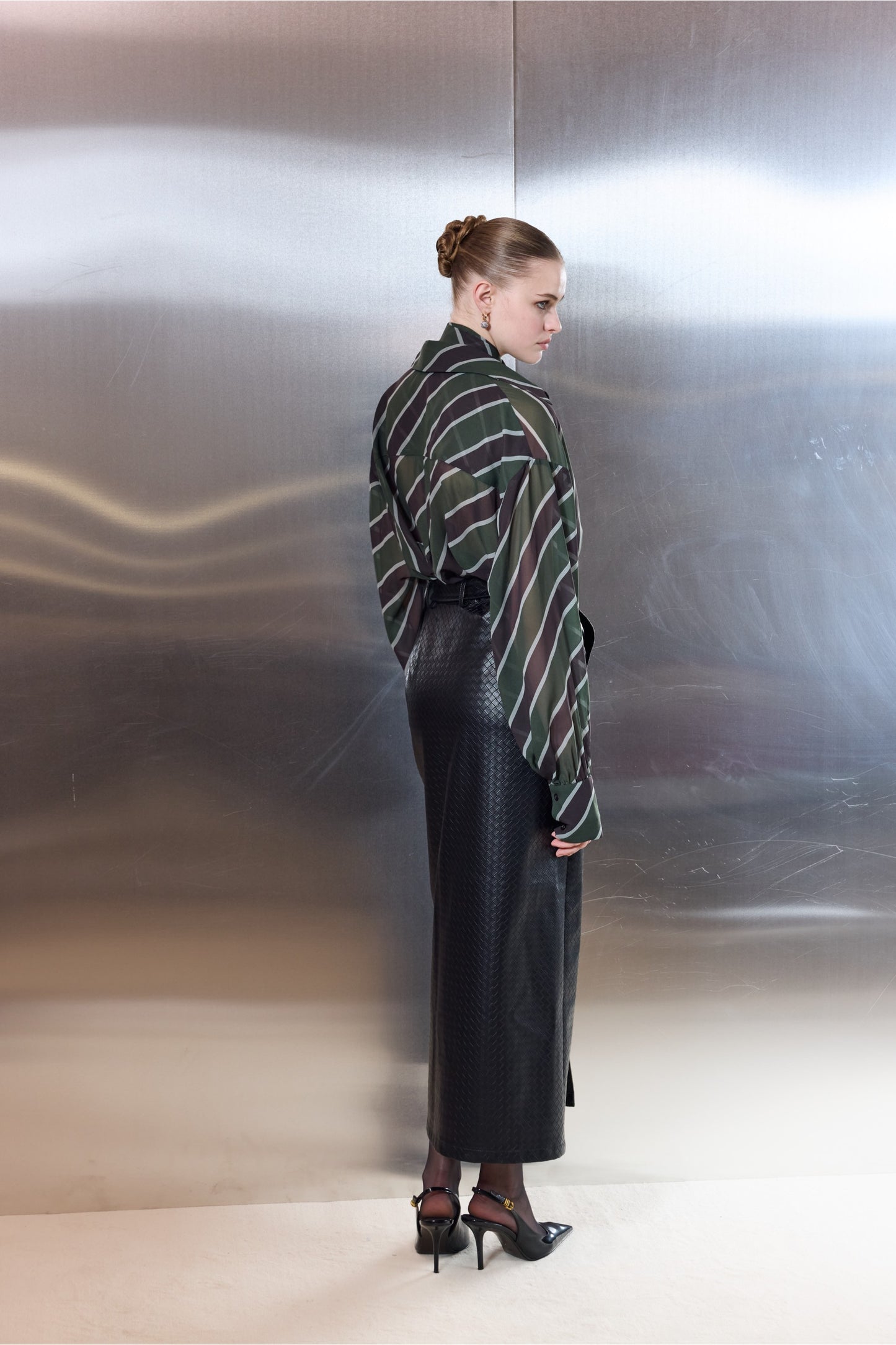 Leather Knots Midi Skirt