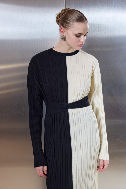B&W Knit Midi Dress