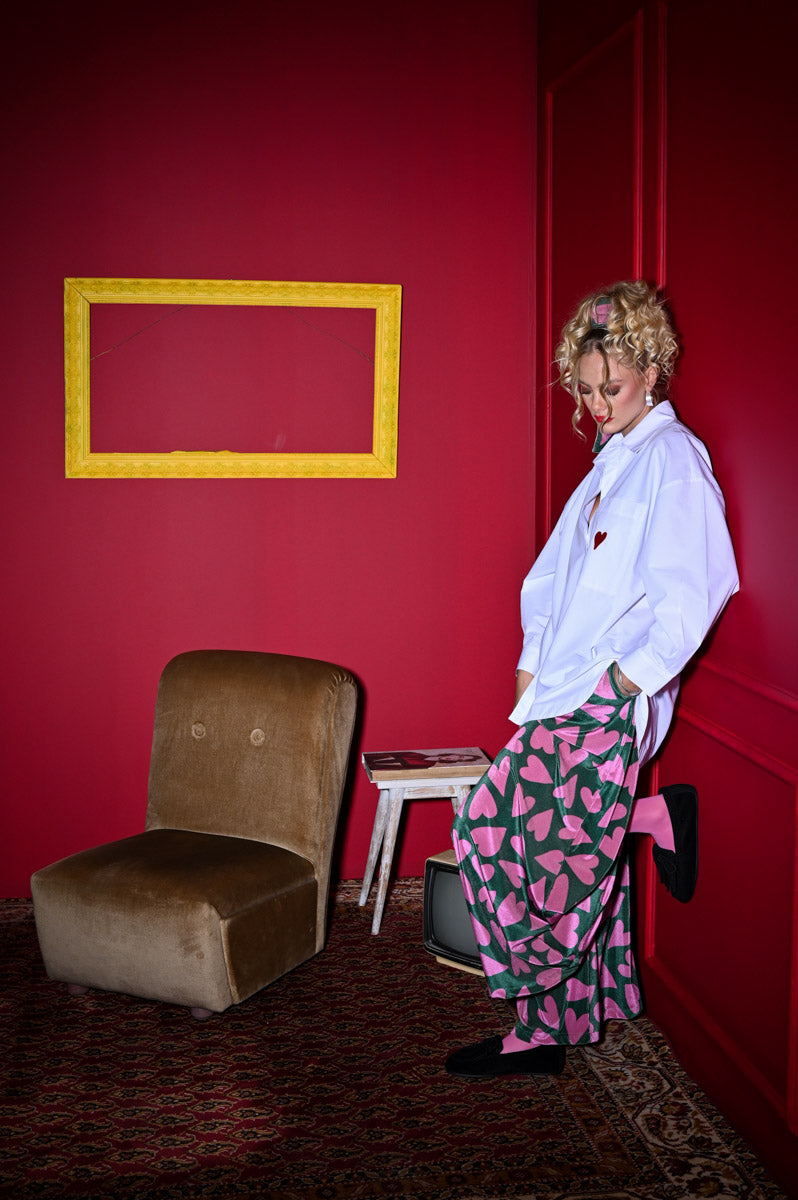 Cora Shirt Heart Oversized Πουκάμισο με Κέντημα Petit Boutik