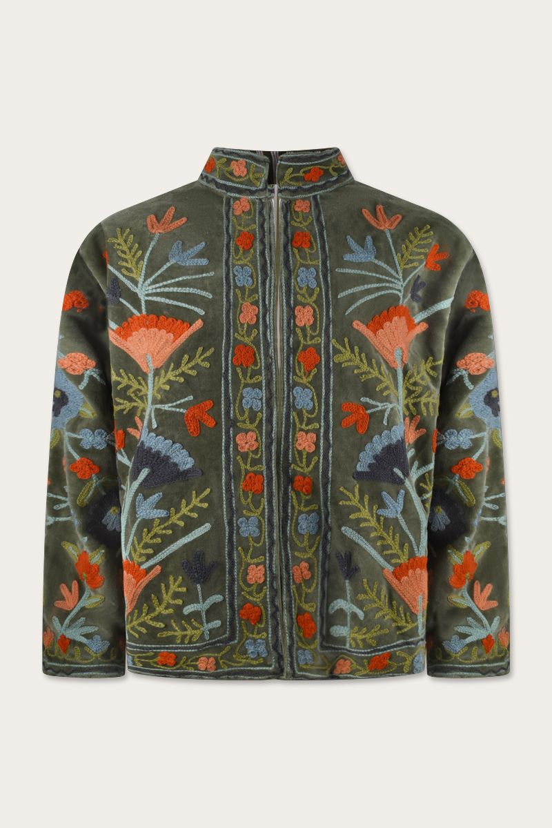 Embroidery Jacket – Olive Green
