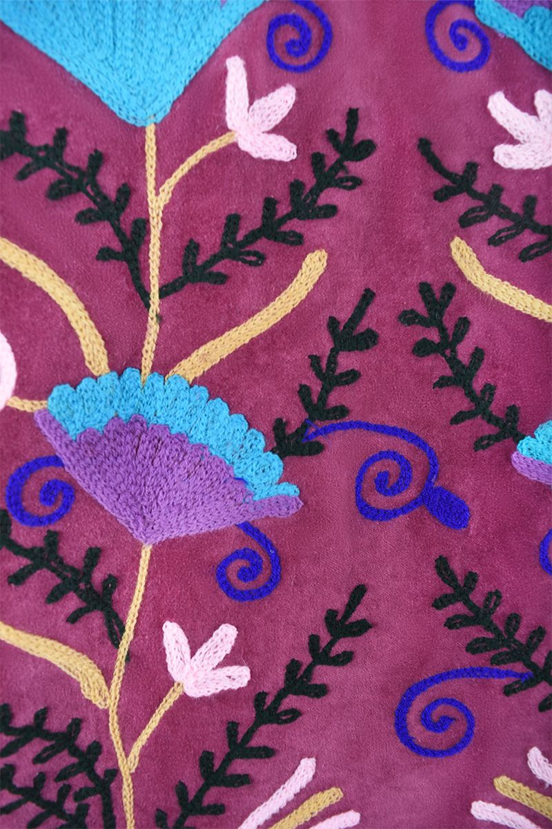 Embroidery jacket – Purple with floral Suzani embroidery