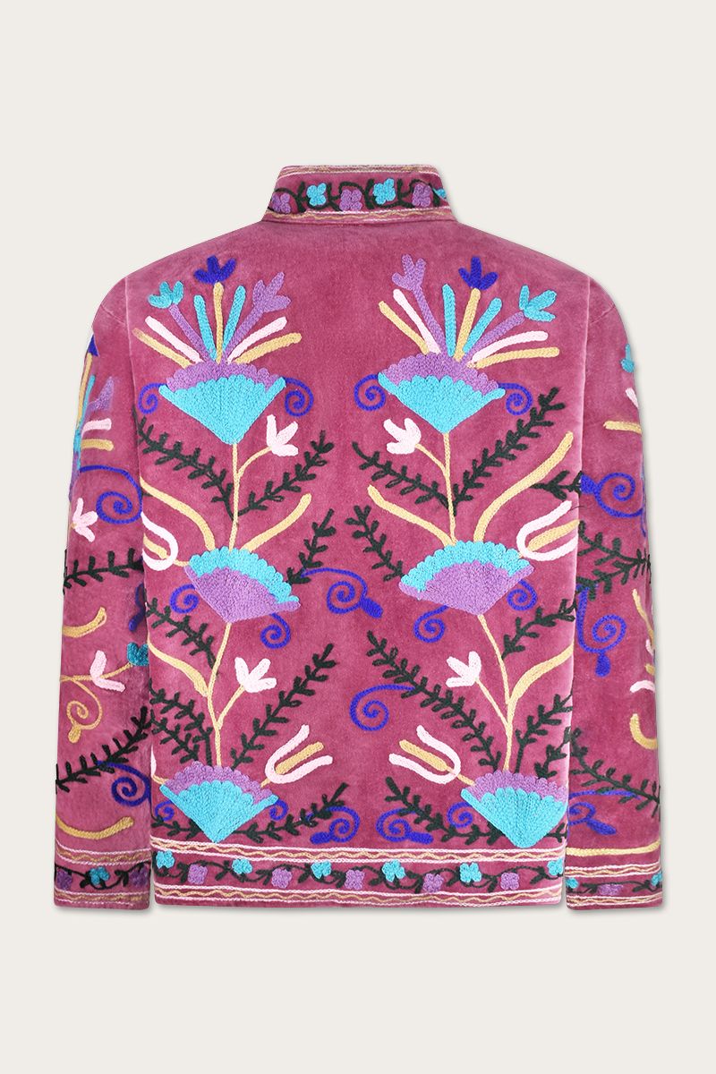 Embroidery jacket – Purple with floral Suzani embroidery