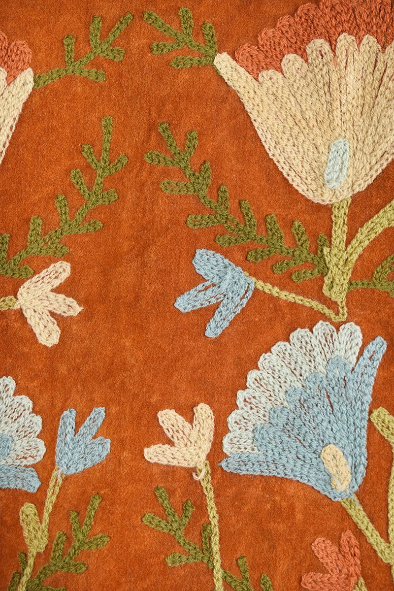 Suzani Jacket – Soft amber with pastel floral embroidery