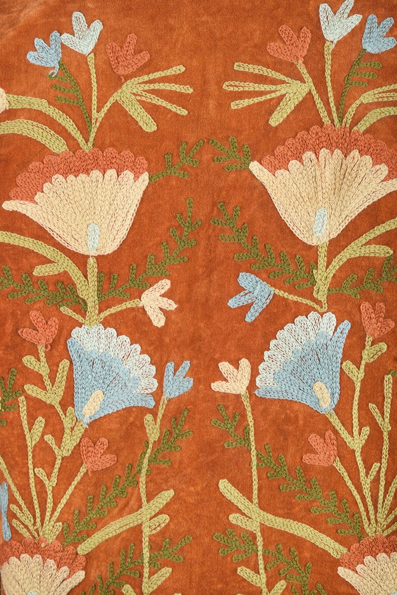 Suzani Jacket – Soft amber with pastel floral embroidery