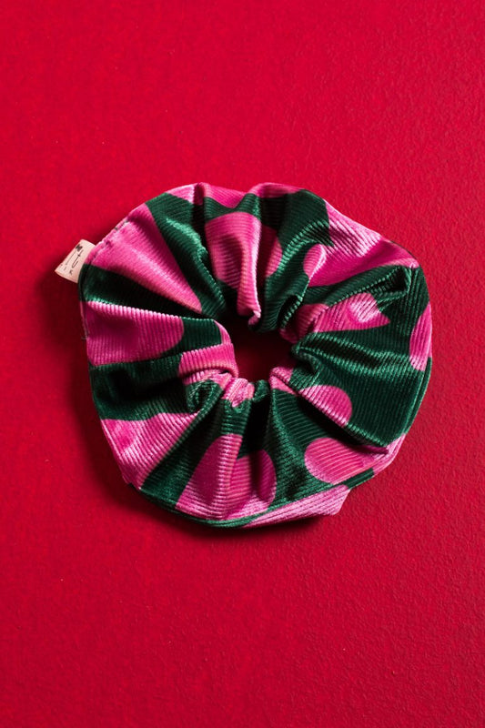 Green Pink Hearts Scrunchie XXLarge Σούρα Μαλλιών Petit Boutik