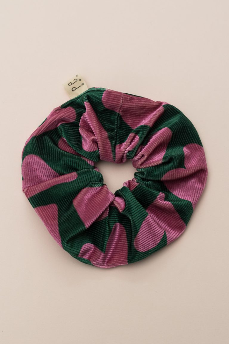 Green Pink Hearts Scrunchie XXLarge Σούρα Μαλλιών Petit Boutik