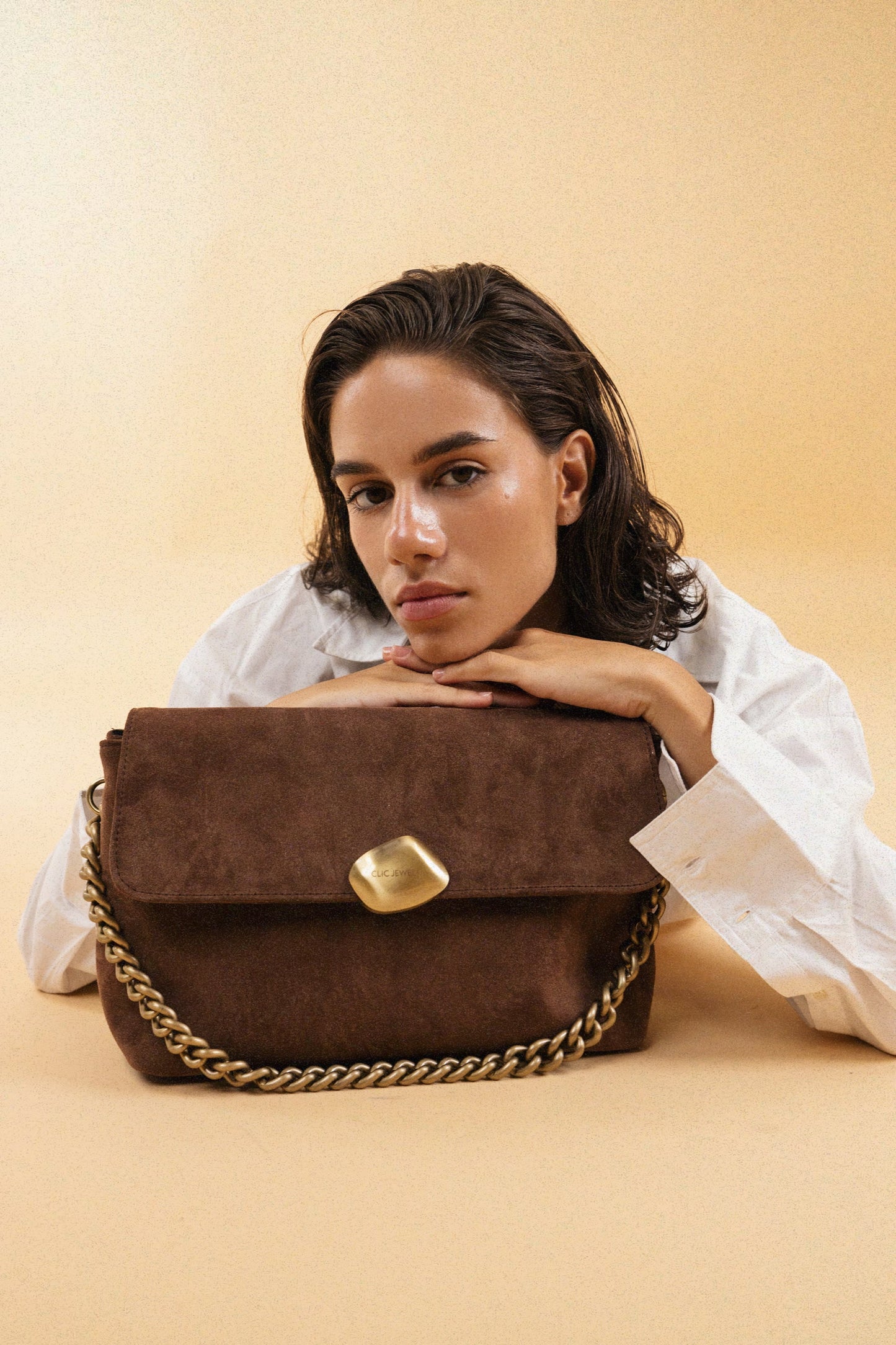 Large Size Brown Suede Leather Bag