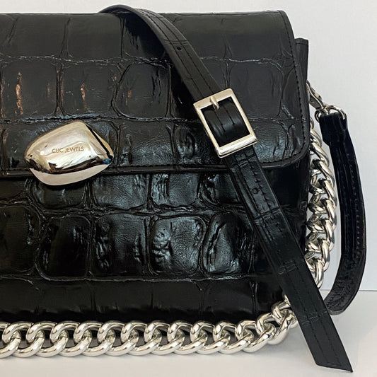 CIARA LARGE (black croco genuine leather)