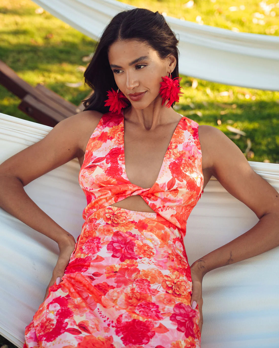 SUNSET DREAM MIDI SATIN DRESS