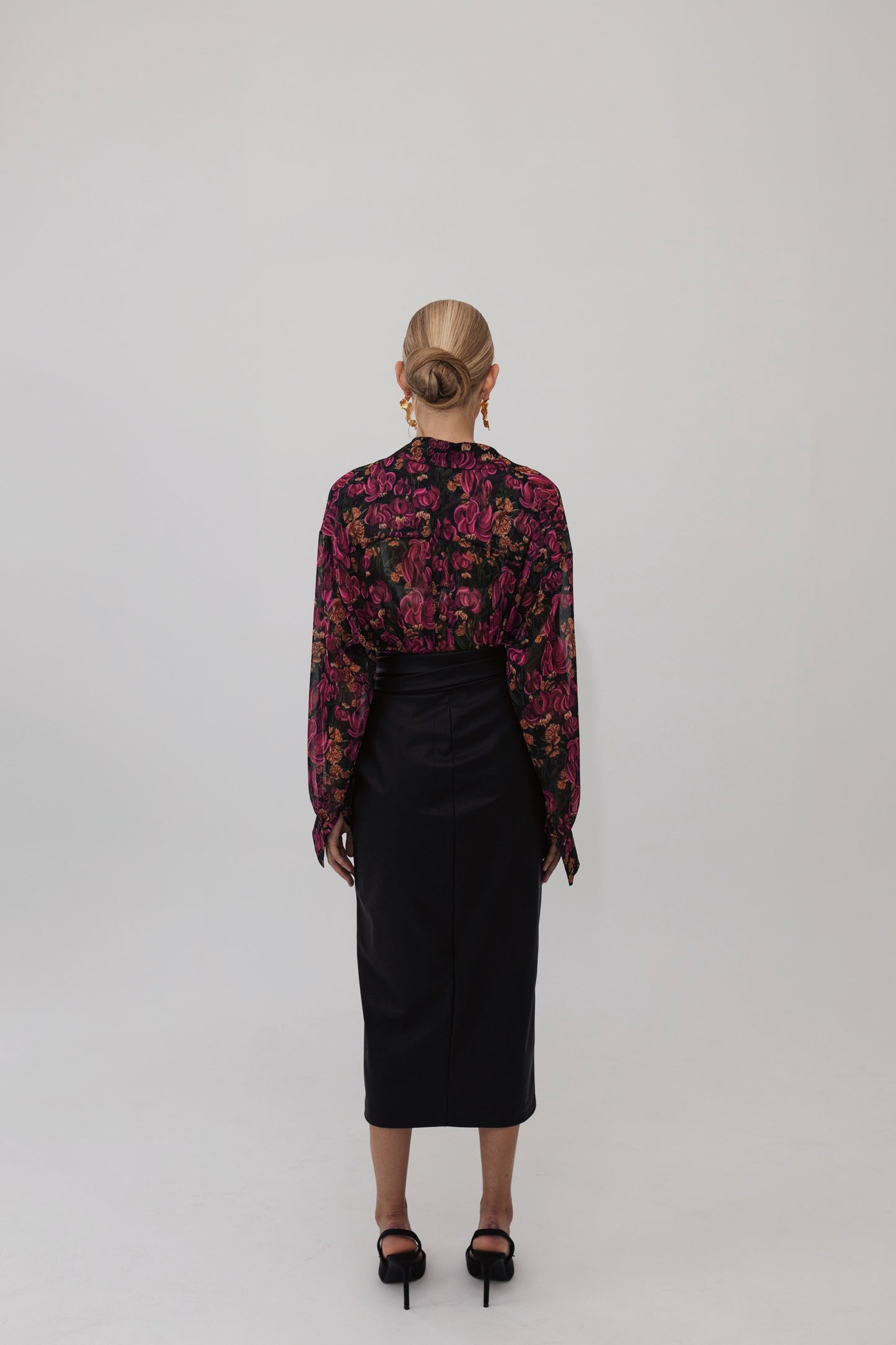 Vegan leather polymorphic midi skirt