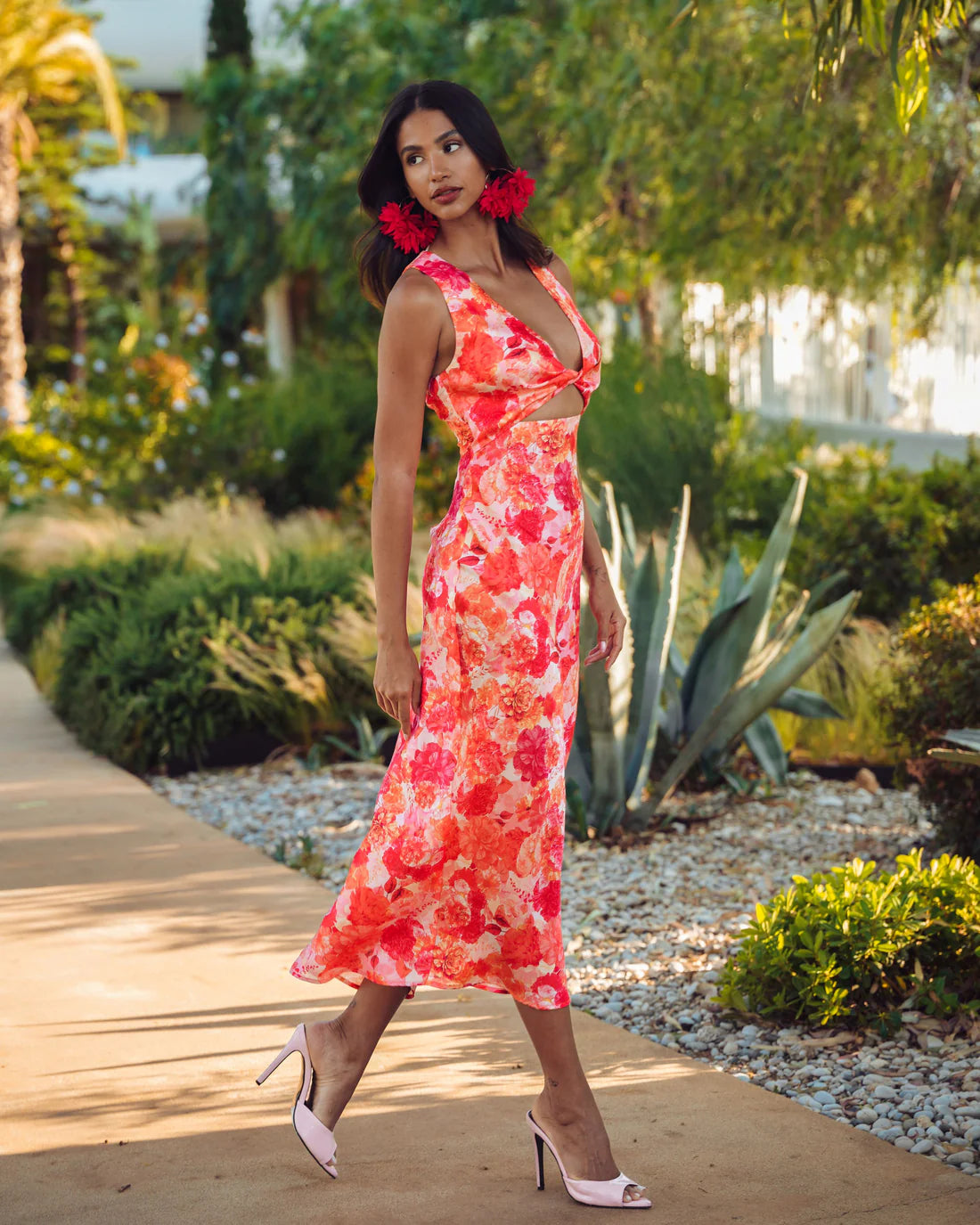 SUNSET DREAM MIDI SATIN DRESS