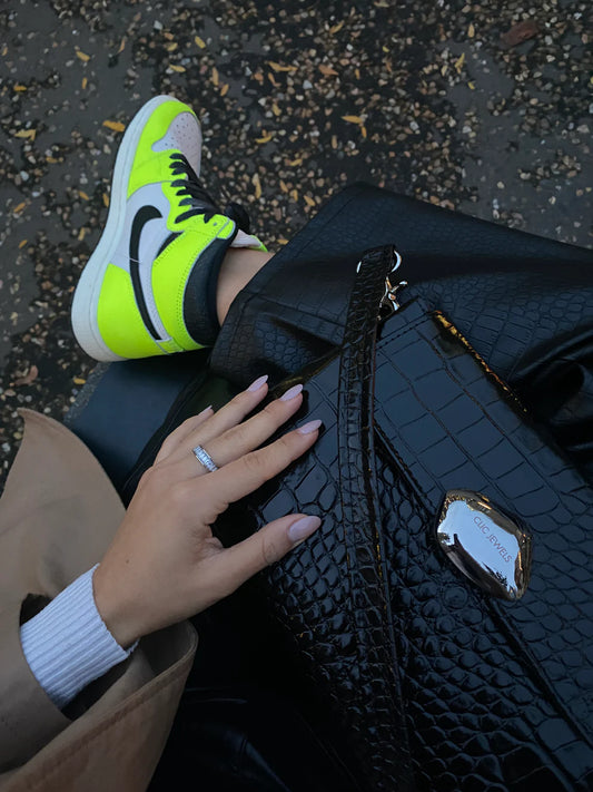 DONNA MEDIUM (black croco genuine leather)