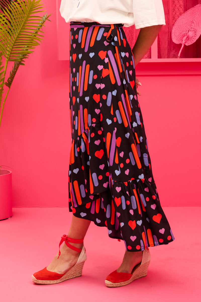 Ivy Wrap Skirt Vis Black Game Hearts Δετή Φούστα Με Βολάν Petit Boutik