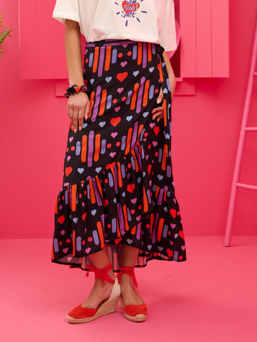 Ivy Wrap Skirt Vis Black Game Hearts Δετή Φούστα Με Βολάν Petit Boutik