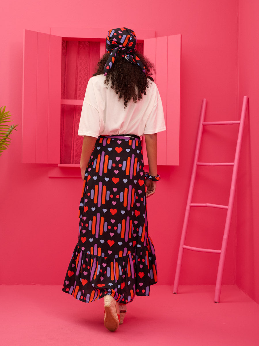 Ivy Wrap Skirt Vis Black Game Hearts Δετή Φούστα Με Βολάν Petit Boutik