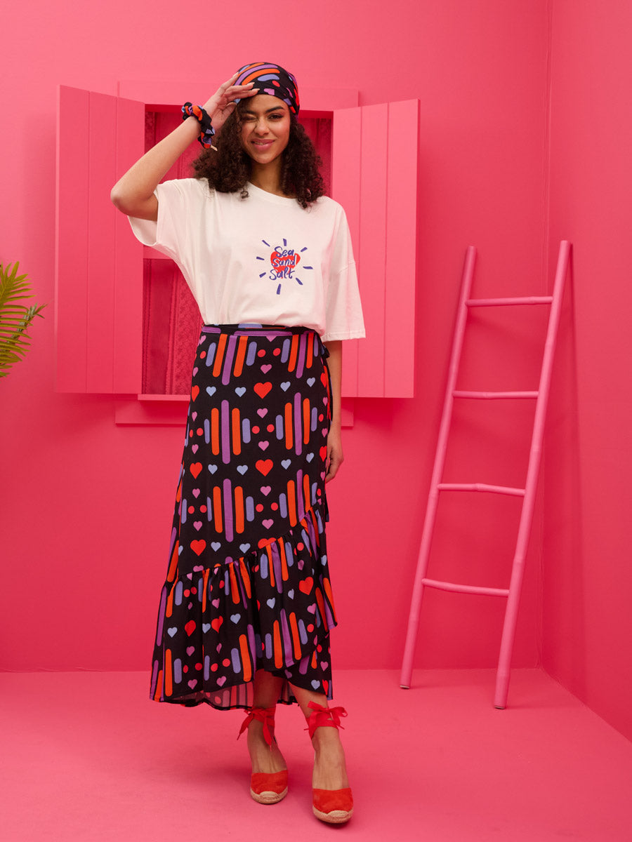 Ivy Wrap Skirt Vis Black Game Hearts Δετή Φούστα Με Βολάν Petit Boutik